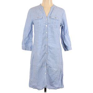 MALVIN Blue Pinstripe Linen Shirt Dress sz L